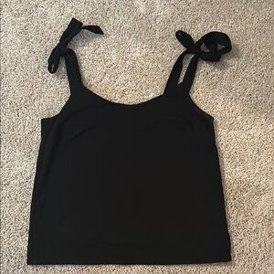 J. Crew Black Crop Tie Front Camisole